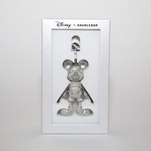 Mickey Mouse Baublebar Silver Glitter Bag Charm
